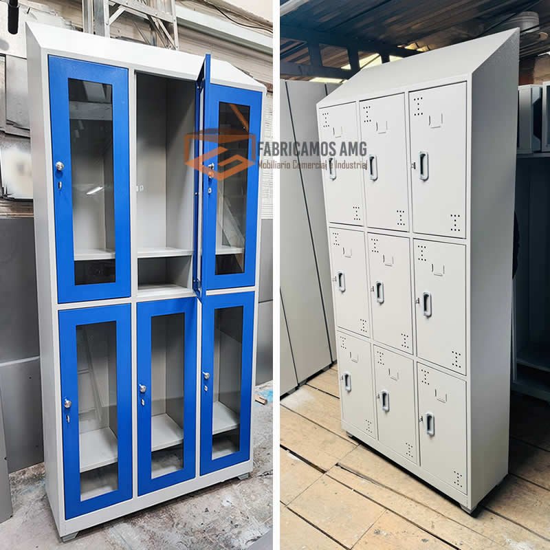 Locker metálico con techo inclinado
